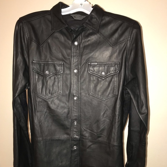 diesel leather shirt